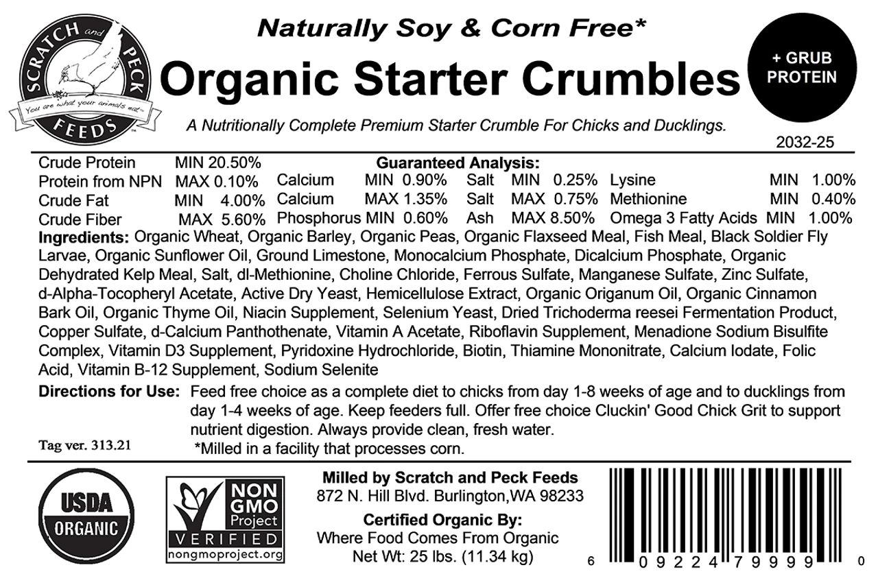 Scratch And Peck Organic Starter Crumbles + Grub Protein, 35 LBS 5 Scratch And Peck Organic Starter Crumbles + Grub Protein, 35 LBS - Image 3