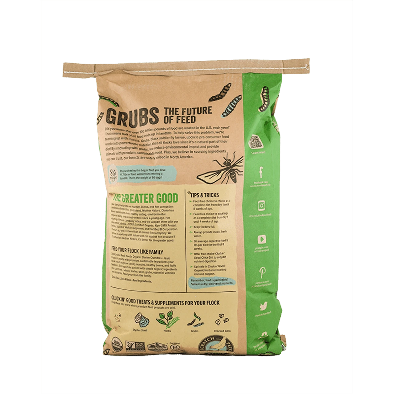 Scratch And Peck Organic Starter Crumbles + Grub Protein, 35 LBS 4 Scratch And Peck Organic Starter Crumbles + Grub Protein, 35 LBS - Image 2