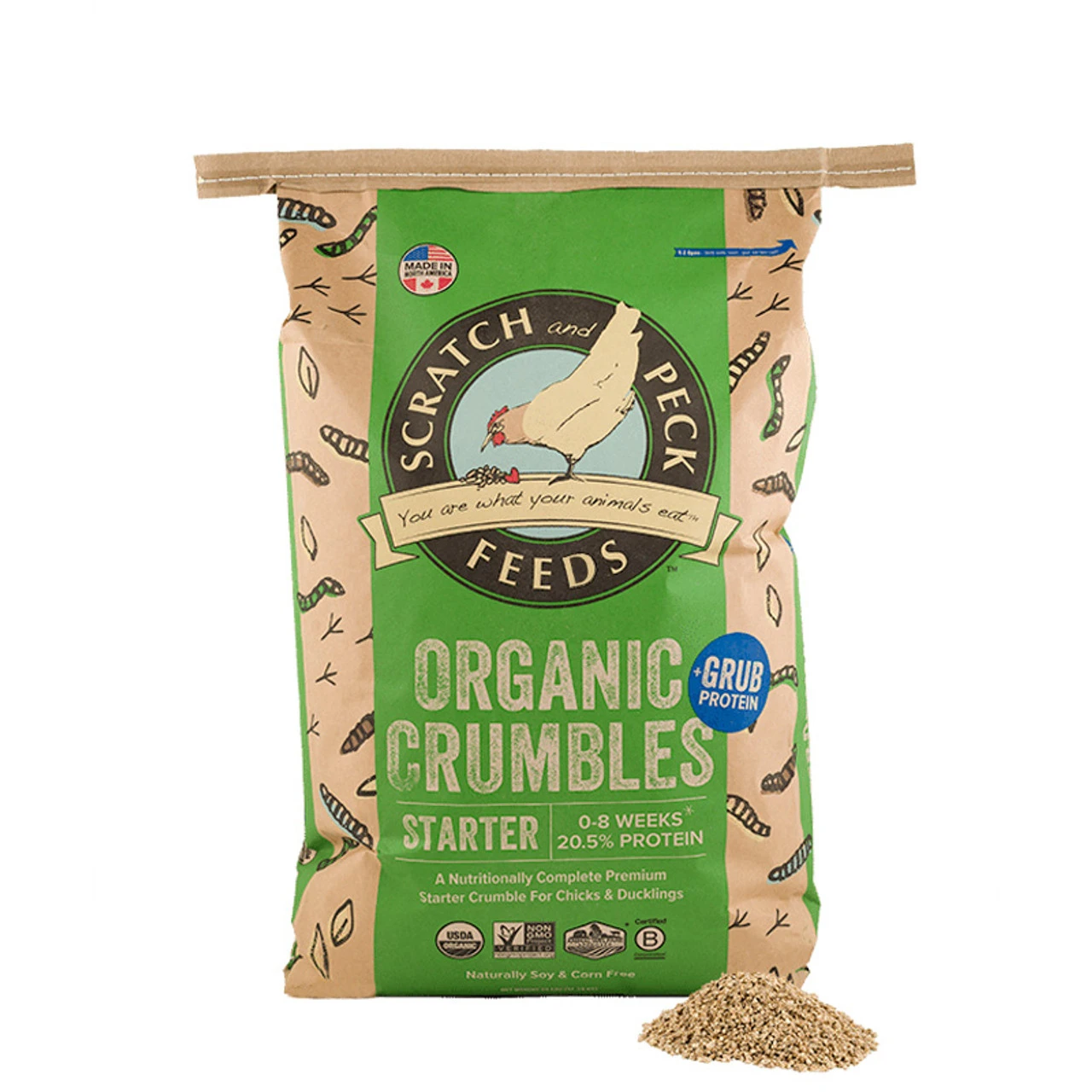 Scratch And Peck Organic Starter Crumbles + Grub Protein, 35 LBS 3 Scratch And Peck Organic Starter Crumbles + Grub Protein, 35 LBS