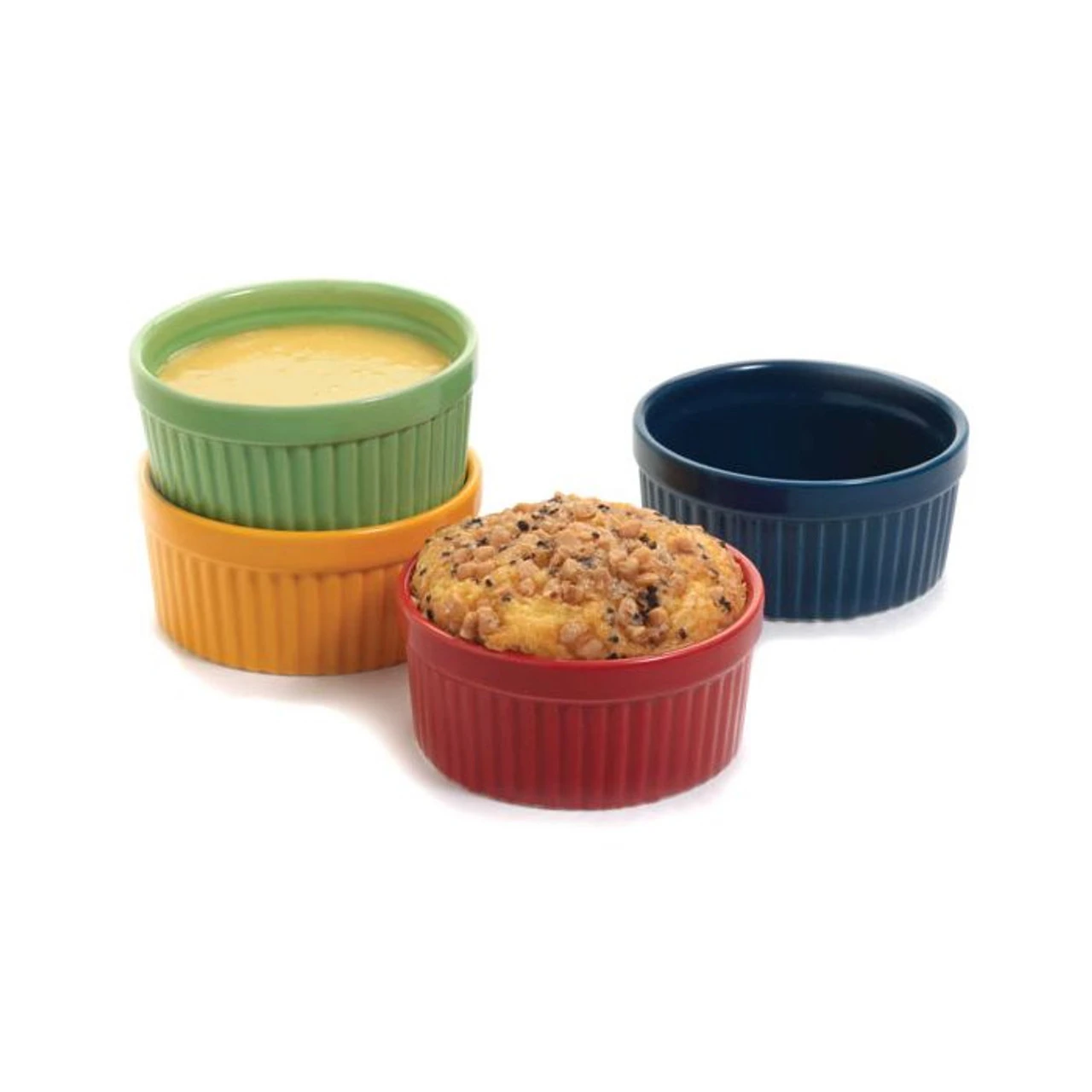 Norpro 4oz Stoneware Ramekins, Assorted Colors 4 Norpro 4oz Stoneware Ramekins, Assorted Colors - Image 2