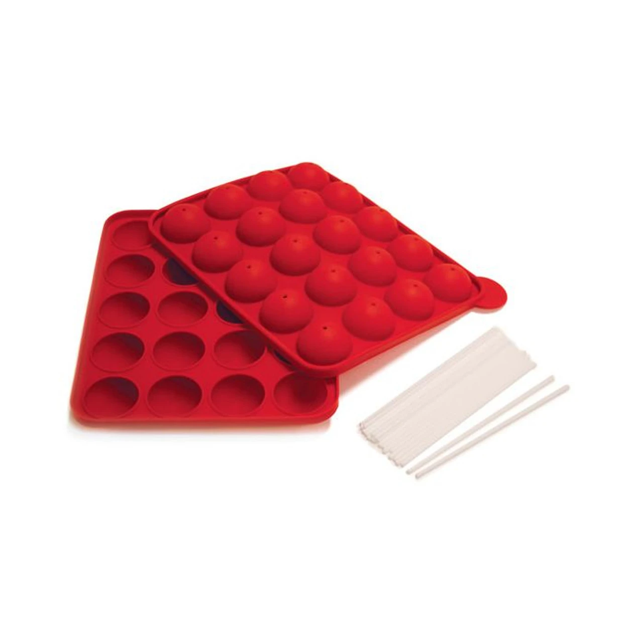 Norpro Silicone Cake Pop Pan With 20 Sticks, Red 3 Norpro Silicone Cake Pop Pan With 20 Sticks, Red