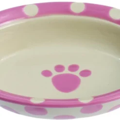 Petrageous Polka Paws Oval Pink Bowl, 1 Cup