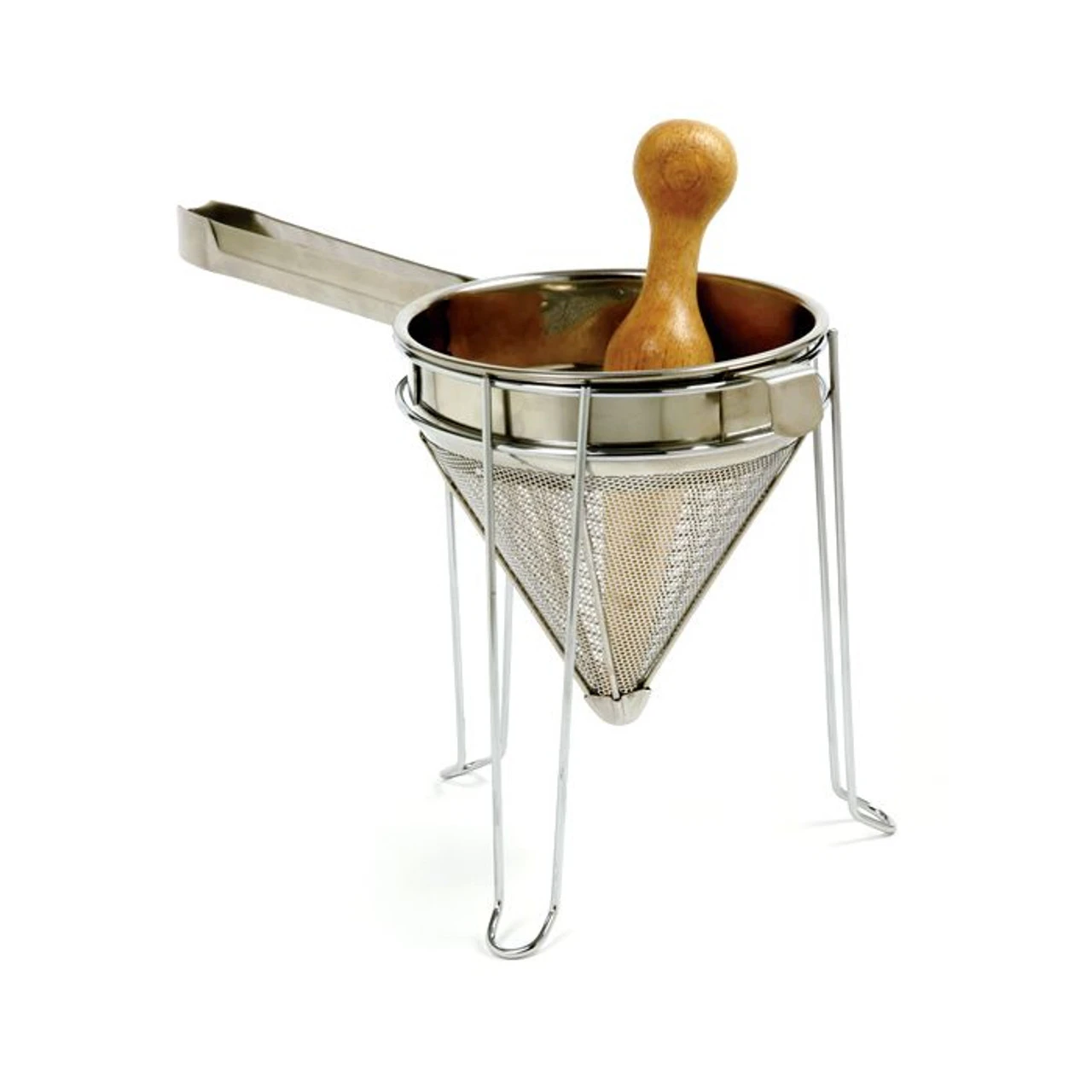 Norpro Stainless Steel Chinois With Wood Pedestal And Stand 3 Norpro Stainless Steel Chinois With Wood Pedestal And Stand
