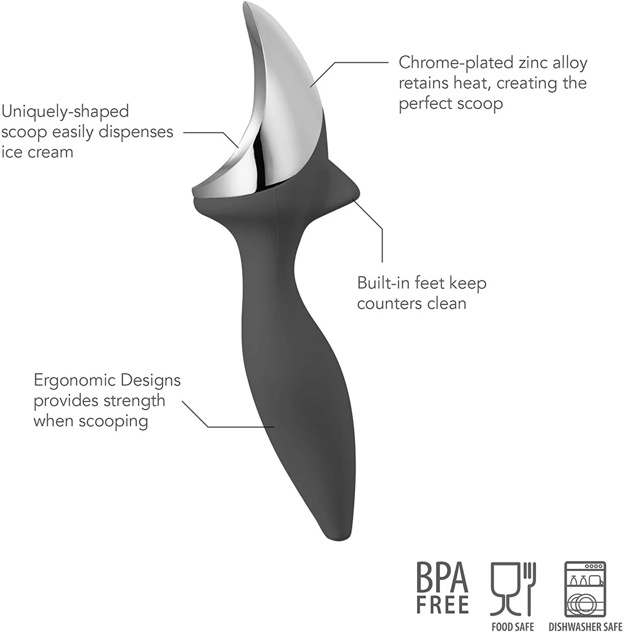 Tovolo Tilt Up Ice Cream Scoop, Charcoal 4 Tovolo Tilt Up Ice Cream Scoop, Charcoal - Image 2