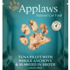 Applaws Tuna W/Whole Anchovy And Seaweed In Broth (Pouch), 2.47z