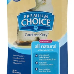 Premium Choice All Natural Scoop-able Cat Litter Unscented, 50lb