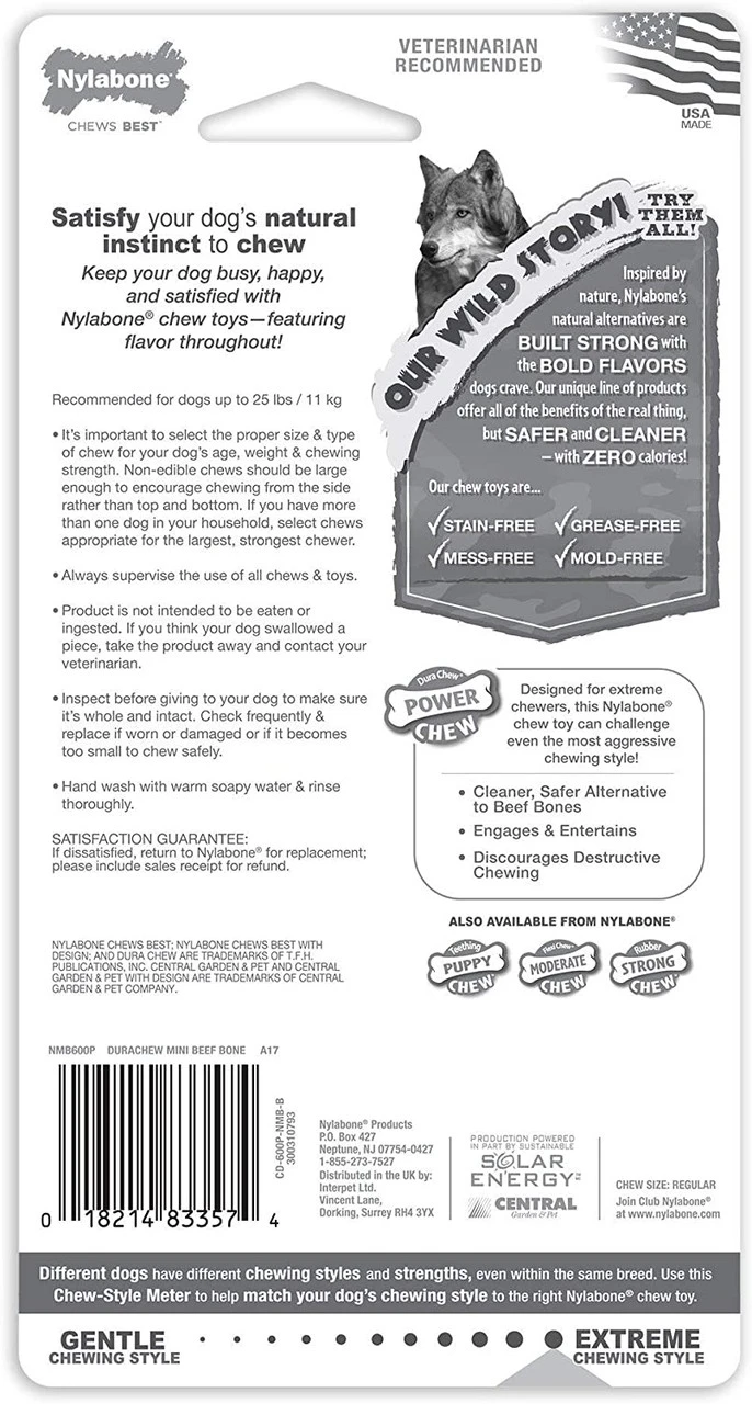 Nylabone DuraChew Big Chew Beef Bone Original Blister Card 4 Nylabone DuraChew Big Chew Beef Bone Original Blister Card - Image 2