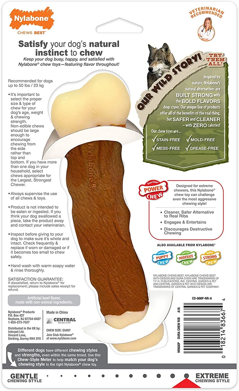 Nylabone Dura Chew Power Meaty Rib Alternative, Large 8 Nylabone Dura Chew Power Meaty Rib Alternative, Large - Image 6