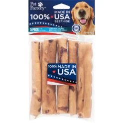 Pet Factory 5" Beefhide Chicken Flavored Chip Rolls, 5PC