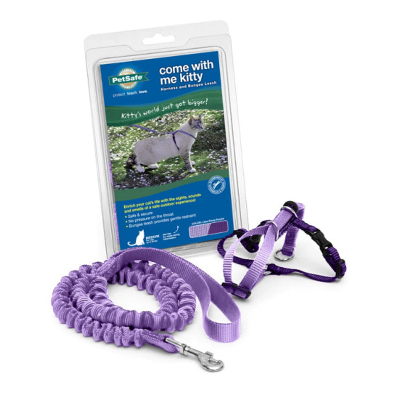 PetSafe Come With Me Kitty™ Cat Harness & Bungee Leash, Lilac 4 PetSafe Come With Me Kitty™ Cat Harness & Bungee Leash, Lilac - Image 2