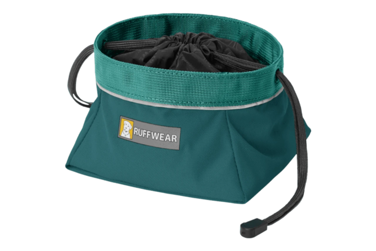 Ruffwear Quencher Cinch Top Packable Dog Bowl, Tumalo Teal 3 Ruffwear Quencher Cinch Top Packable Dog Bowl, Tumalo Teal