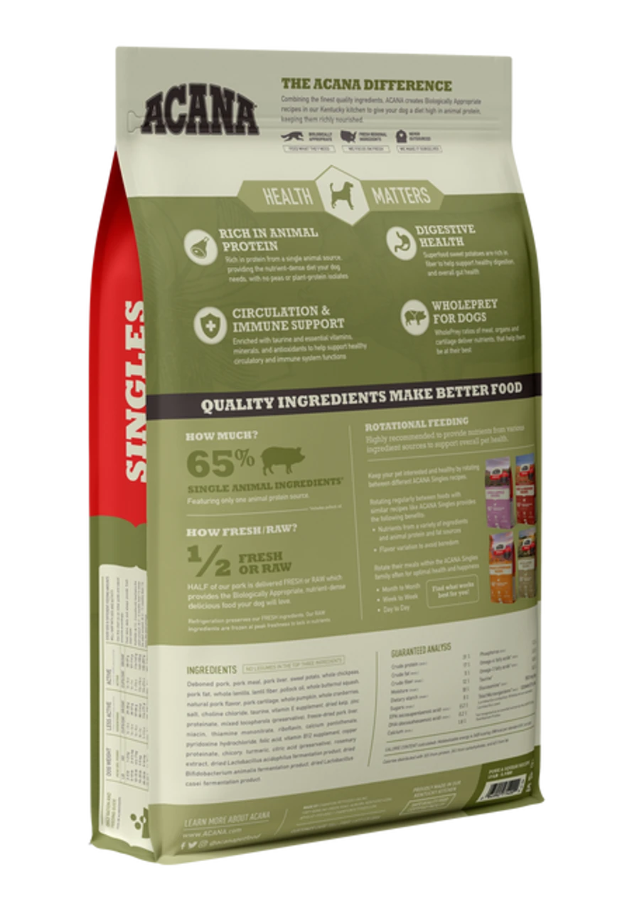 Acana Dog Singles Pork & Squash, 25lb 4 Acana Dog Singles Pork & Squash, 25lb - Image 2