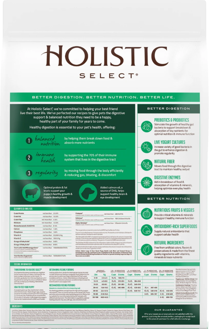 Holistic Select Puppy Large Breed Lamb/Oat, 30lb 4 Holistic Select Puppy Large Breed Lamb/Oat, 30lb - Image 2