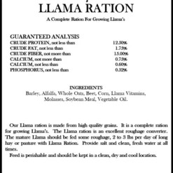 Llama Ration, 50lb -Garden Supplies Sales 2024 Llama Ration Label 68514.1612484108