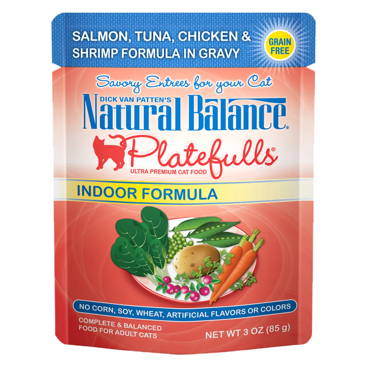 Natural Balance Indoor Platefuls Salmon, Tuna, Chicken & Shrimp, 3oz 3 Natural Balance Indoor Platefuls Salmon, Tuna, Chicken & Shrimp, 3oz