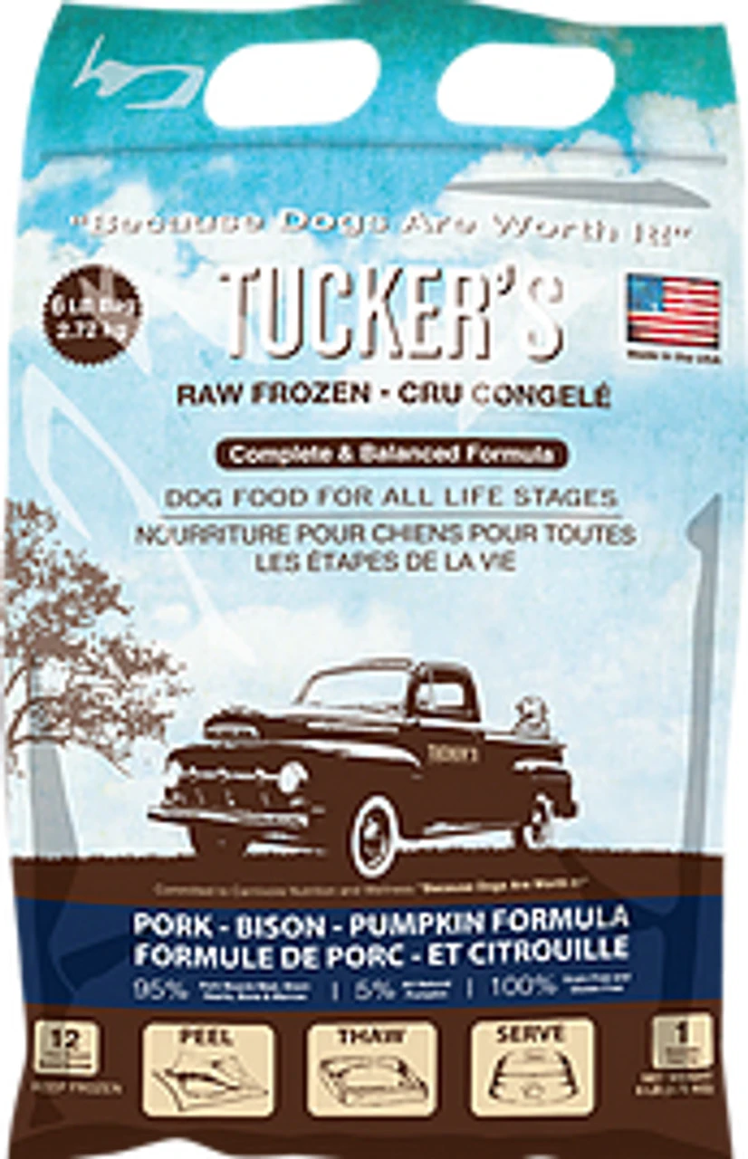 Tuckers Raw Pork-Bison-Pumpkin Patties, 6lbs 3 Tuckers Raw Pork-Bison-Pumpkin Patties, 6lbs