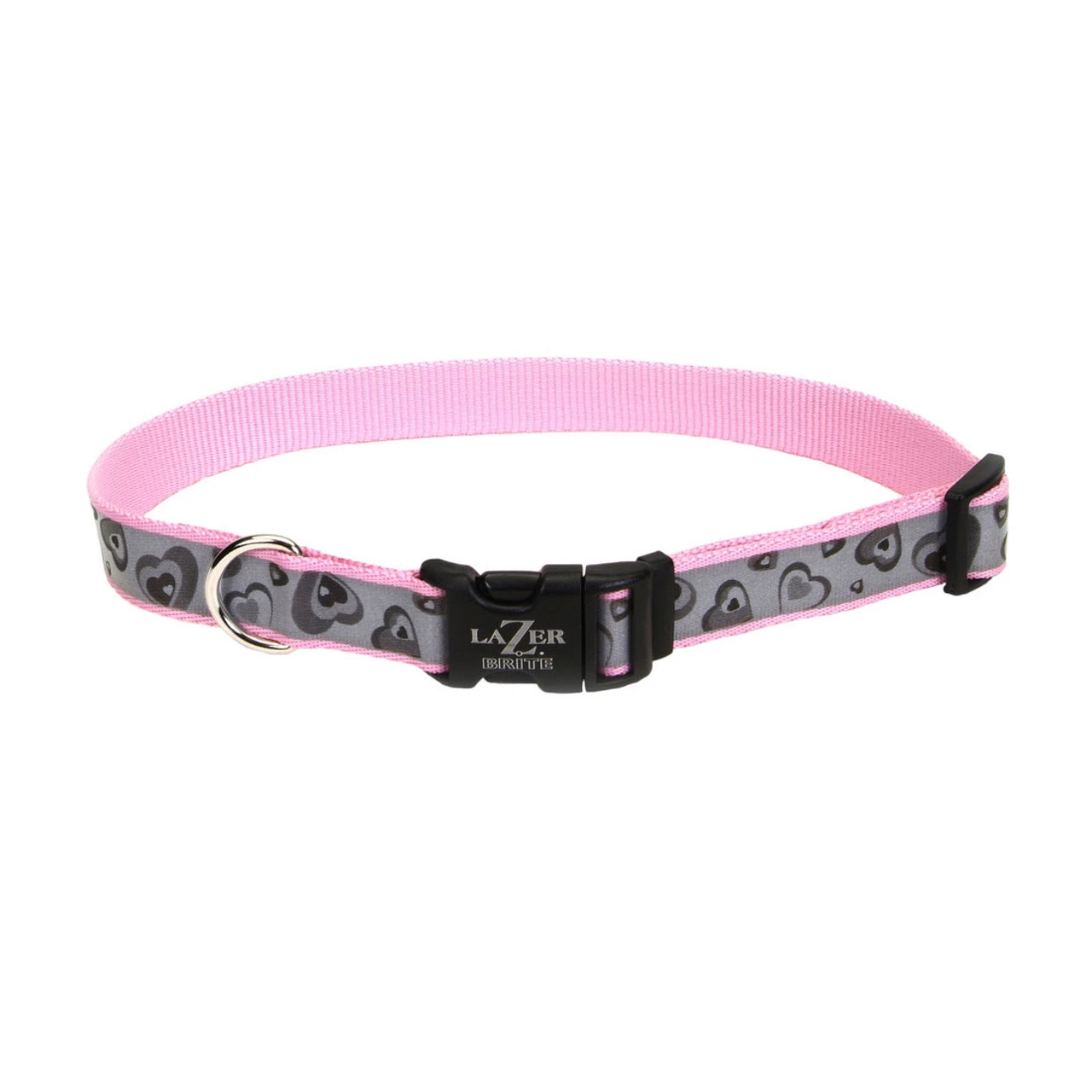Coastal Lazer Brite Reflective Adjustable Dog Collar, Pink New Hearts, 5/8" X 12"- 18" 3 Coastal Lazer Brite Reflective Adjustable Dog Collar, Pink New Hearts, 5/8" X 12"- 18"