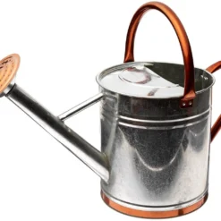 Galvanized Watering Can With Copper Accents, 1.9gal