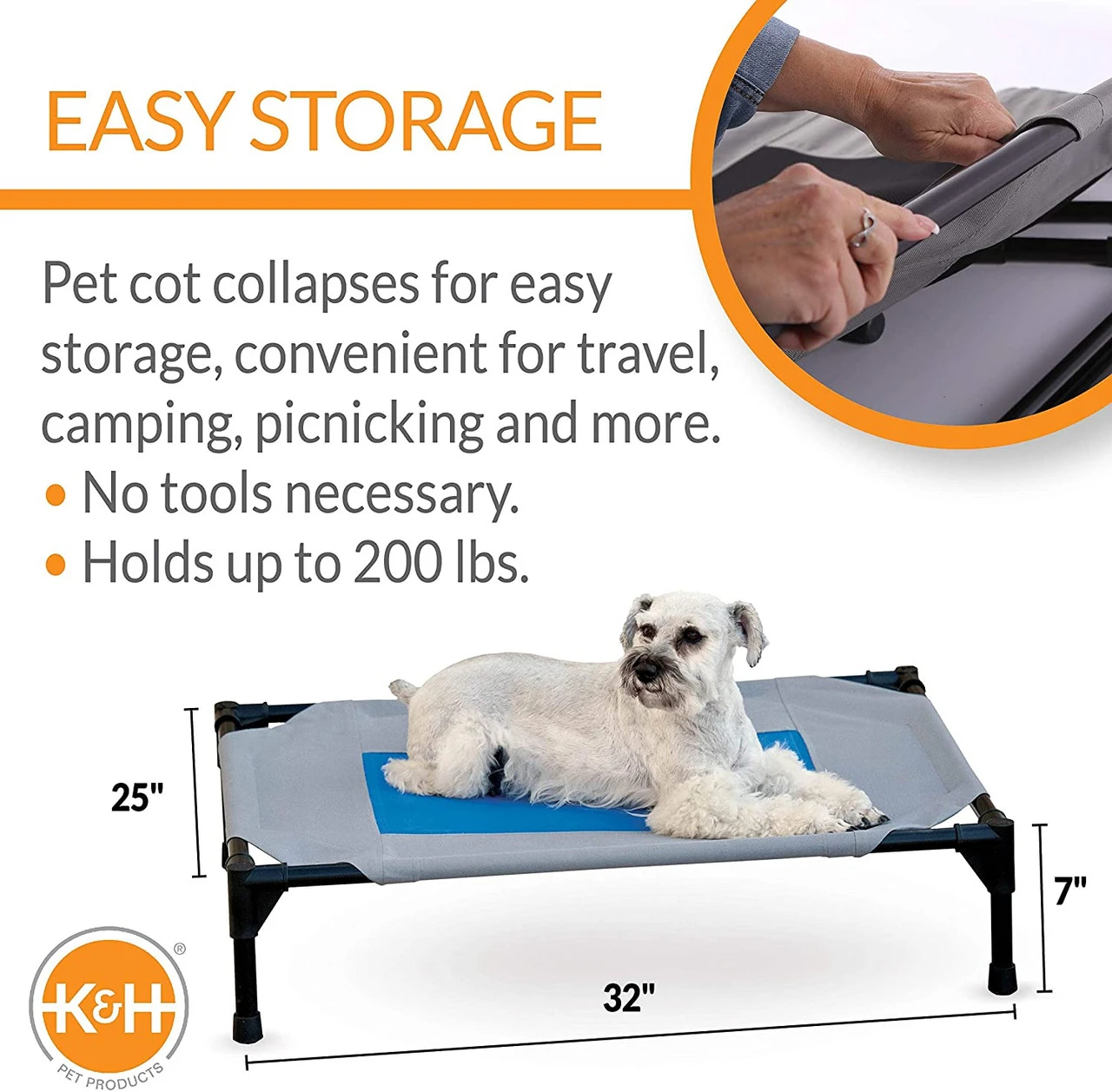 K&H Pet Products Coolin' Pet Cot Elevated Pet Bed 4 K&H Pet Products Coolin' Pet Cot Elevated Pet Bed - Image 2