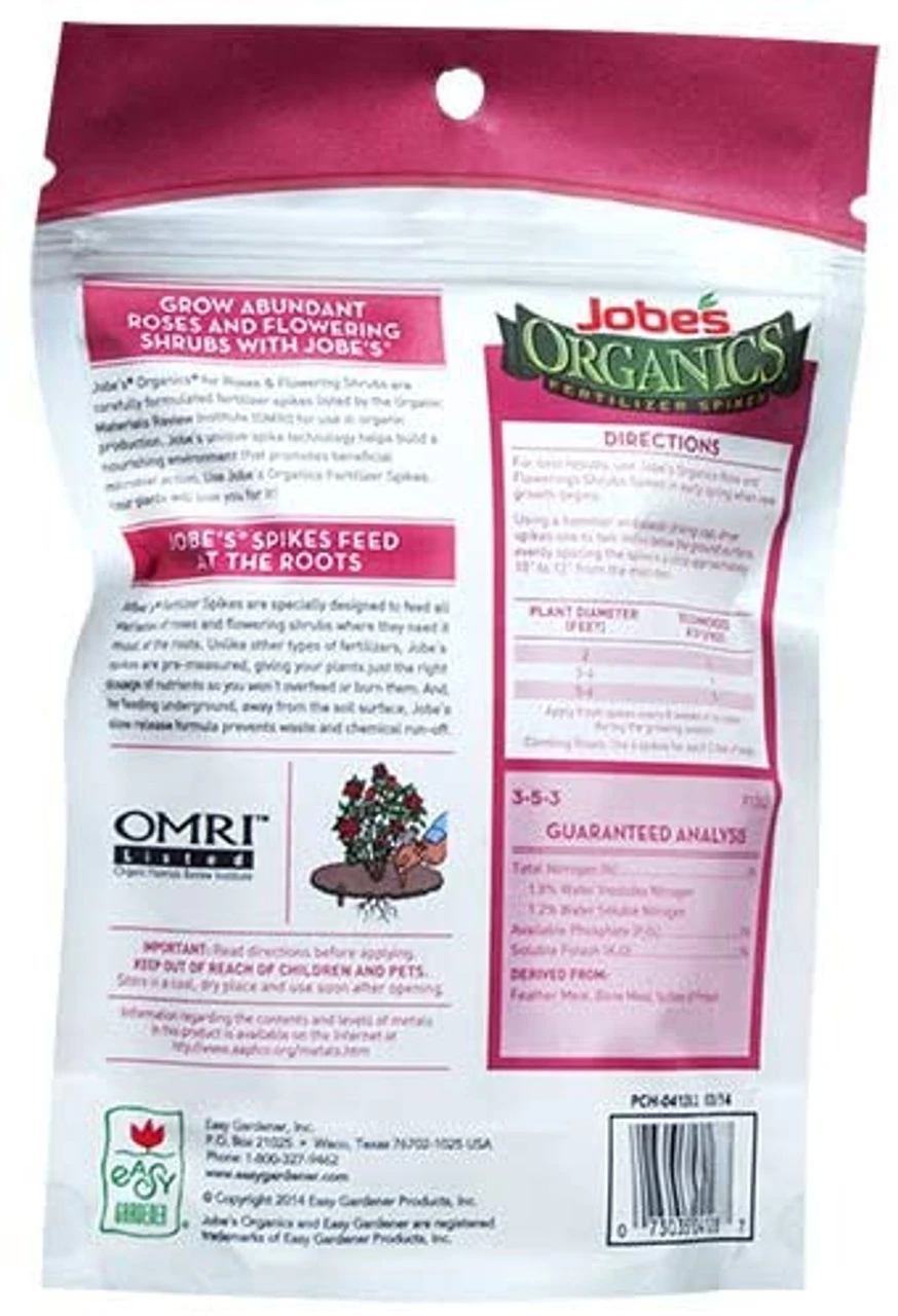 Jobe's Organics Rose & Flower Fertilizer Spikes, 10 PK 4 Jobe's Organics Rose & Flower Fertilizer Spikes, 10 PK - Image 2