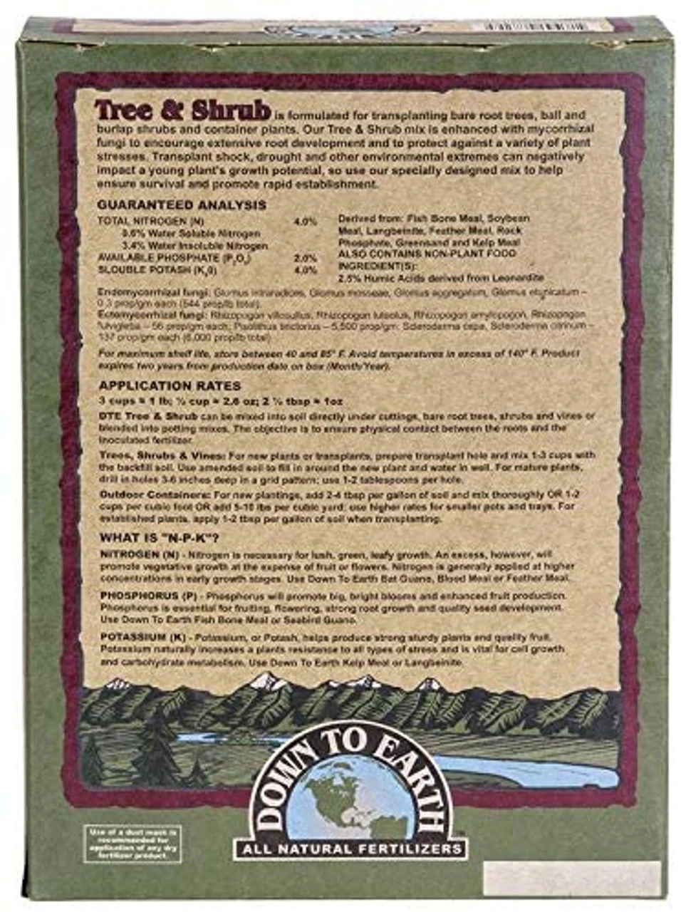 Down To Earth All Natural Tree & Shrub Fertilizer Mix 4-2-4, 5 Lb 4 Down To Earth All Natural Tree & Shrub Fertilizer Mix 4-2-4, 5 Lb - Image 2