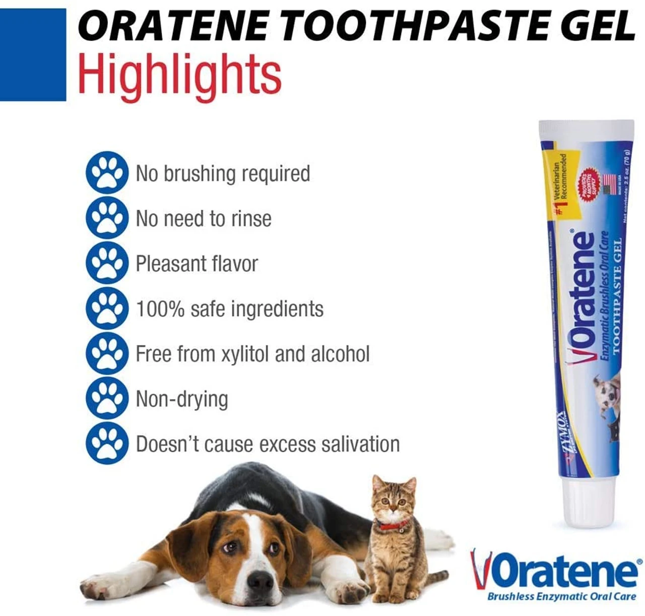 Zymox, Oratene Brushless Toothpaste Gel For Dogs And Cats, 2.5oz 5 Zymox, Oratene Brushless Toothpaste Gel For Dogs And Cats, 2.5oz - Image 3