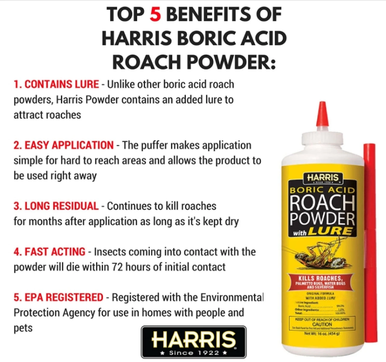 Harris Boric Acid 99% Powder, 16oz 5 Harris Boric Acid 99% Powder, 16oz - Image 3