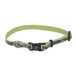 Coastal Lazer Brite Reflective Adjustable Dog Collar Shamrock, 3/8" X 08"- 12"