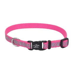 Coastal Lazer Brite Reflective Open-Design Adjustable Collar, Pink Zebra