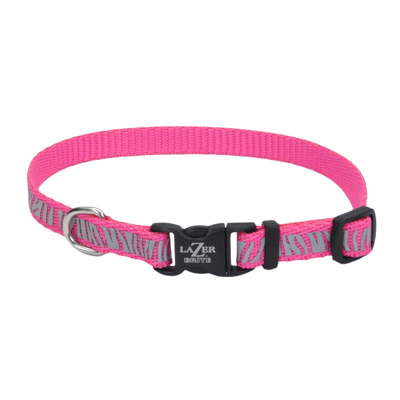 Coastal Lazer Brite Reflective Open-Design Adjustable Collar, Pink Zebra 3 Coastal Lazer Brite Reflective Open-Design Adjustable Collar, Pink Zebra